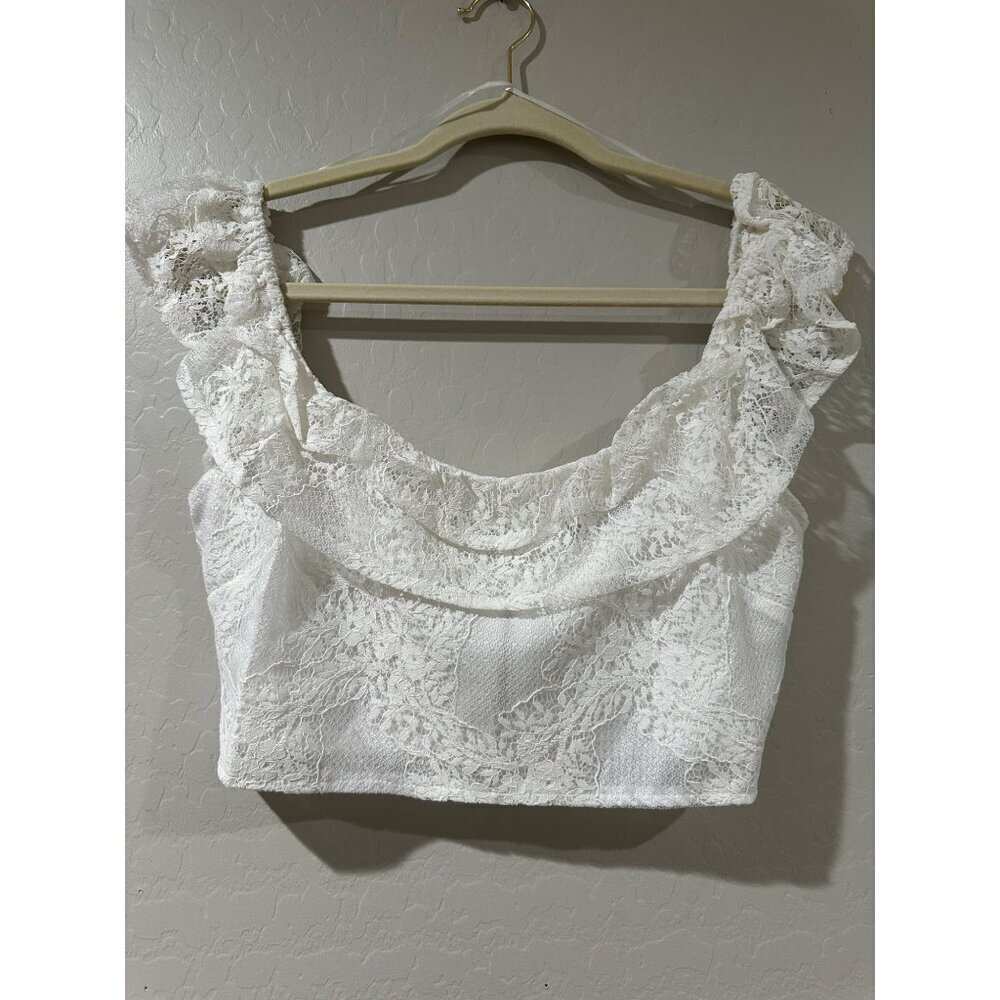 HYFVE Women's Lace Crop Top with back zipper size L NWOT